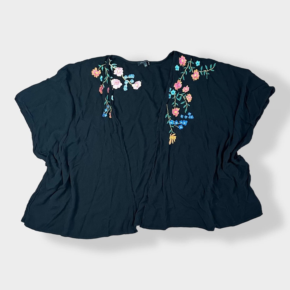 Staccato Black Floral Embroidered Cardigan Cottagecore‎ Boho Size L
